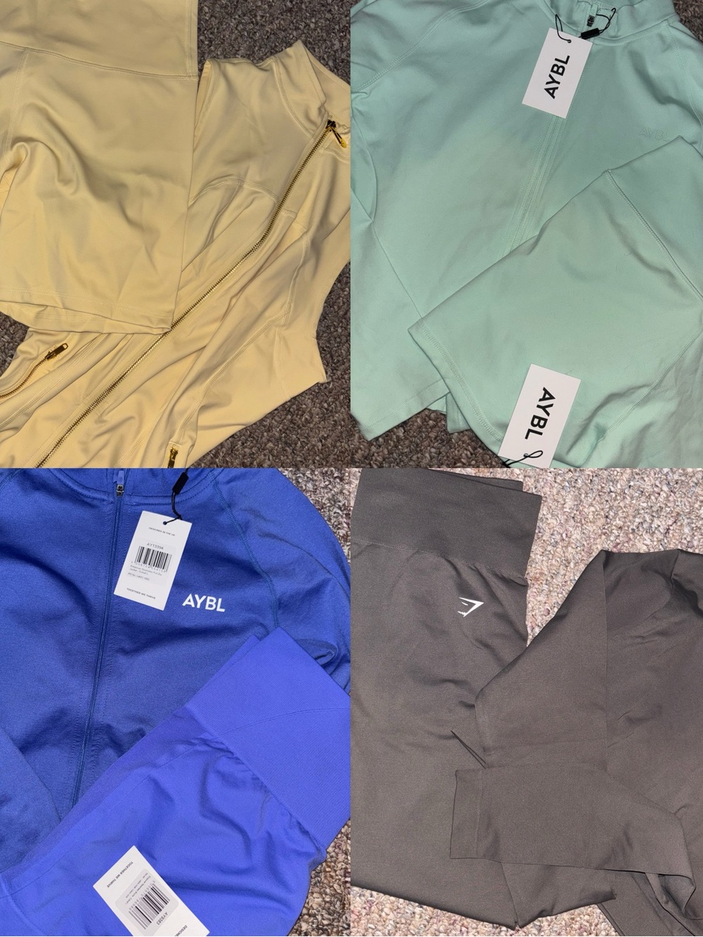 Four sets of gym outfits